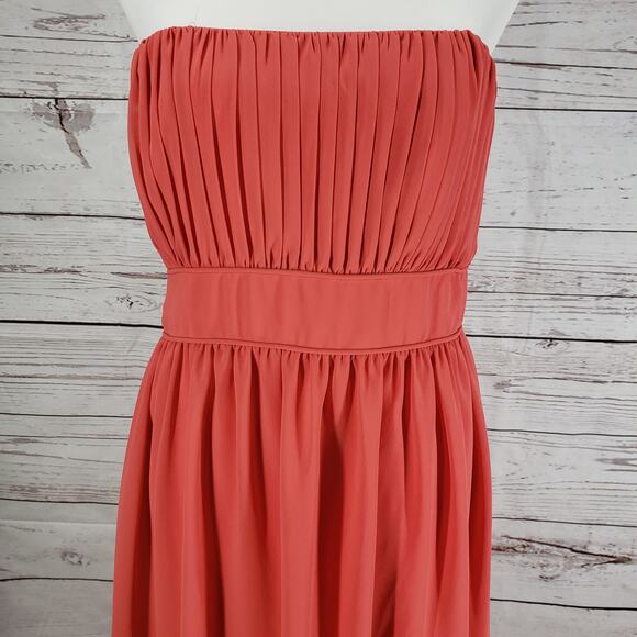 After Six Orange Strapless Tube Top Chiffon Formal Evening Dress Size 14 - Picture 4 of 11
